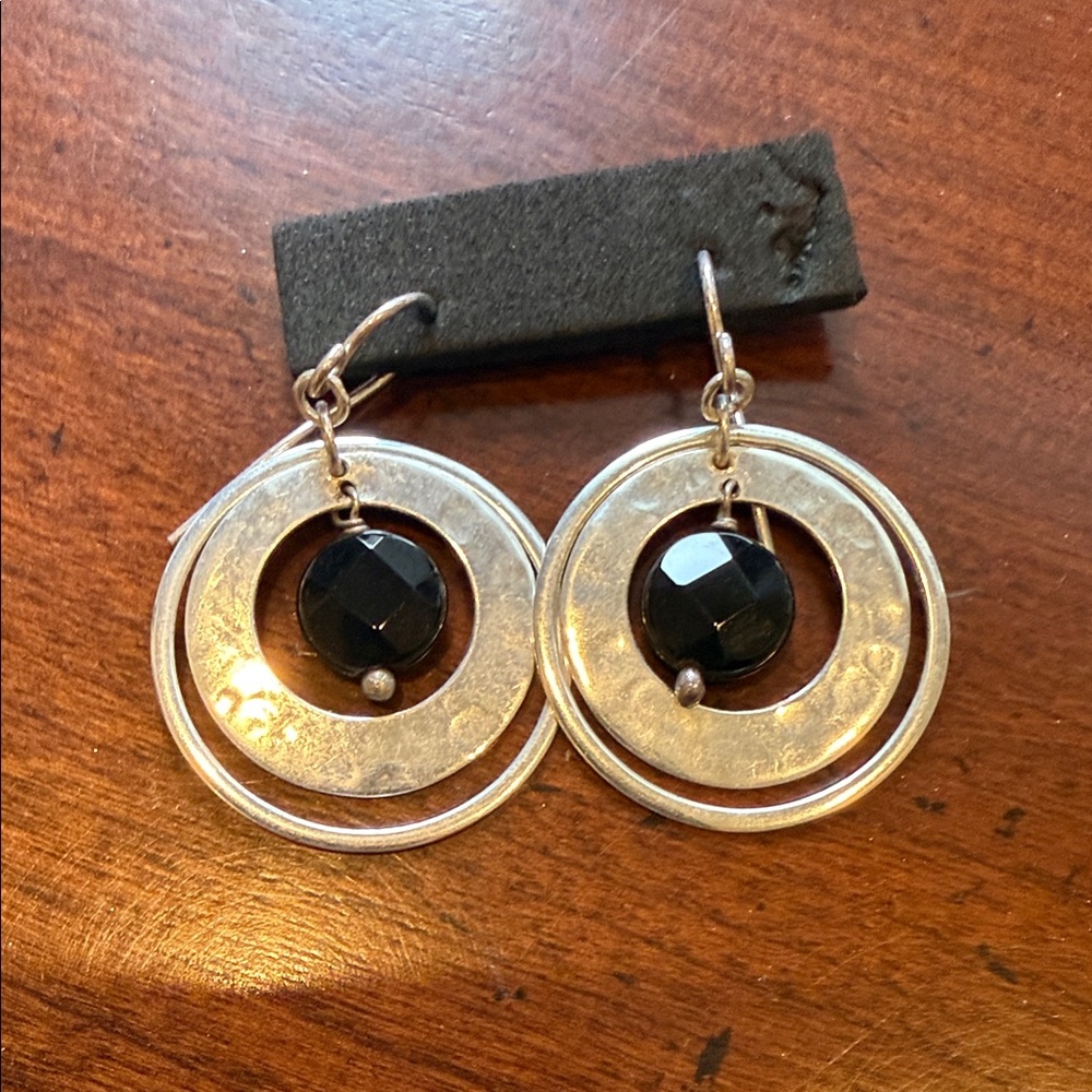 Casual Silver and Black Earrings
